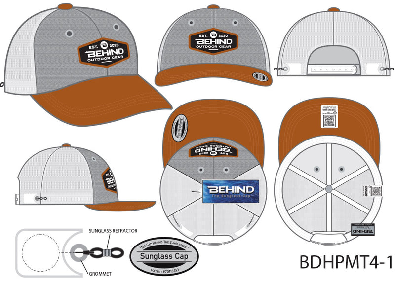 BDHPMT4-1 (CARBON HEATHER AND RUST / WHITE MESH BACK)